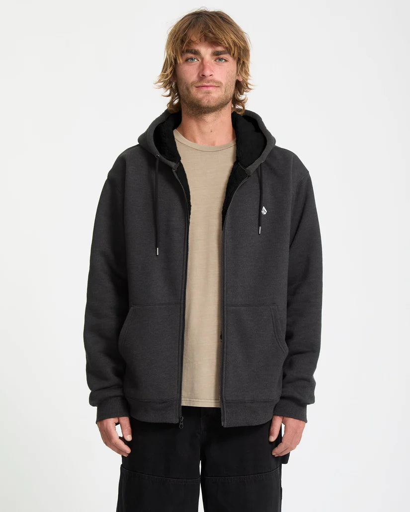 VOLCOM "SINGLE STONED LINED" ZIPPER BLACK