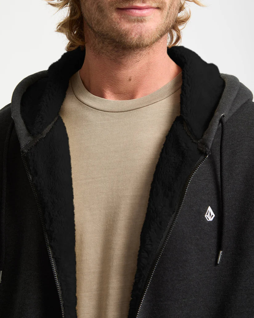 VOLCOM "SINGLE STONED LINED" ZIPPER BLACK