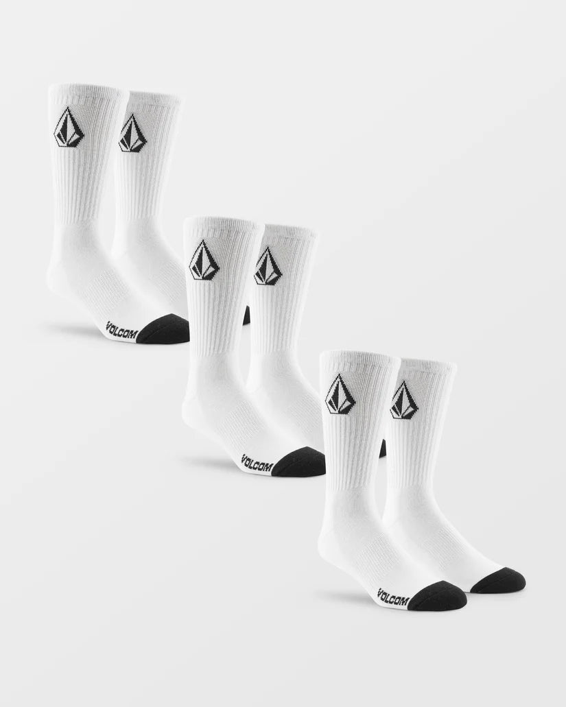 VOLCOM "CREW" SOCKS 3 PACK WHITE