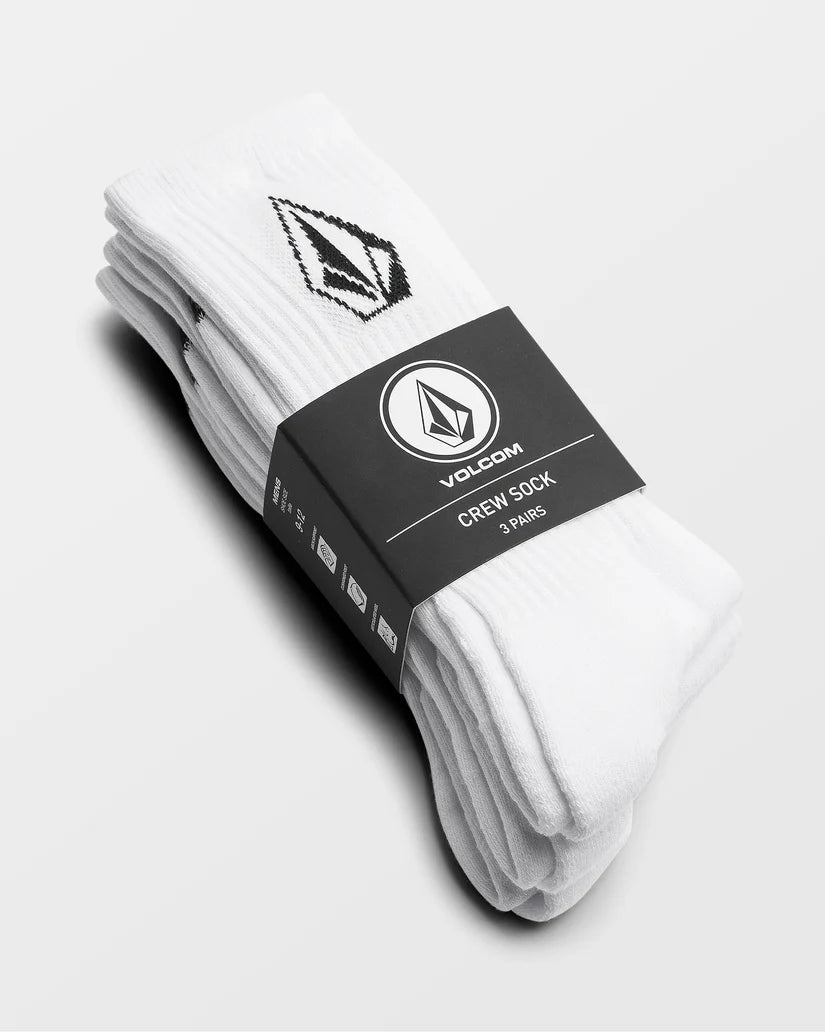 VOLCOM "CREW" SOCKS 3 PACK WHITE