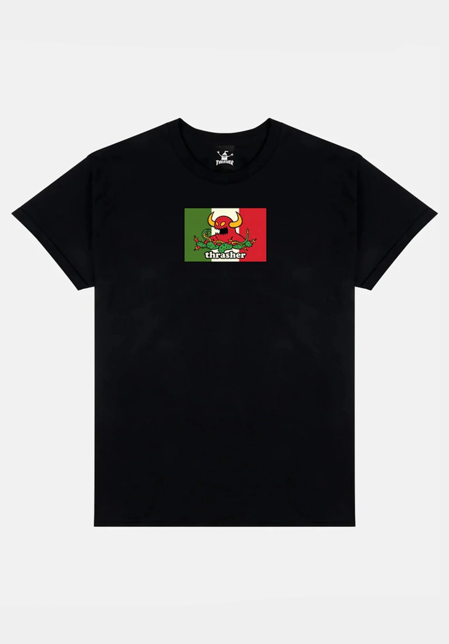 THRASHER X TOY MACHINE "HECHO" T-SHIRT BLACK